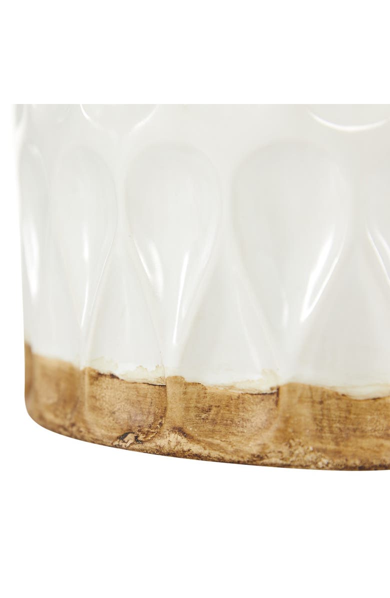 SONOMA SAGE HOME White Porcelain Geometric Vase with Brown Base, Alternate, color, White