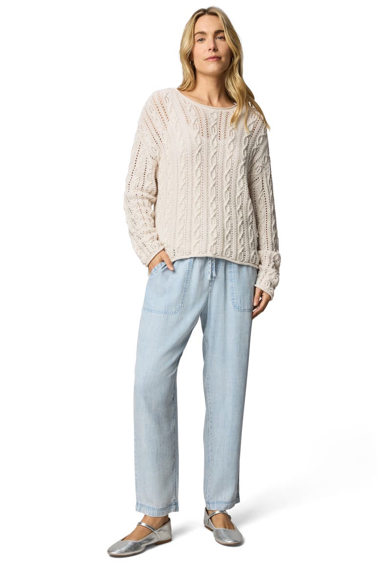 Brennan Cable Knit Cotton Sweater, Alternate, color, MOONSTONE GREY