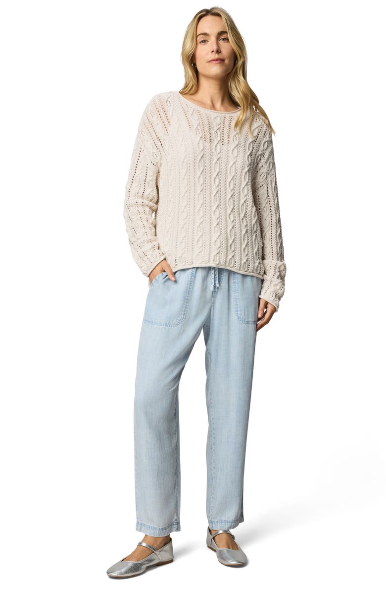 Splendid Brennan Cable Knit Cotton Sweater, Alternate, color, Moonstone Grey