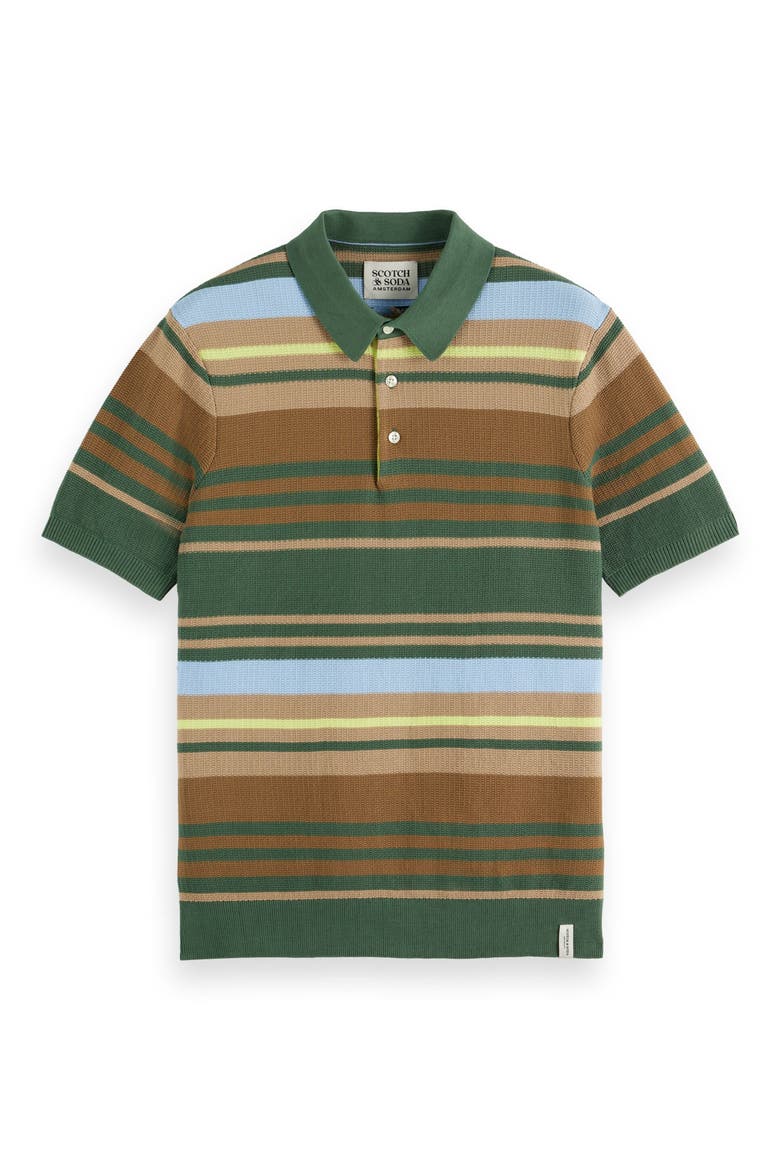 Stripe Textured Cotton Knit Polo, Alternate, color, SAGE GREEN MULTI STRIPE