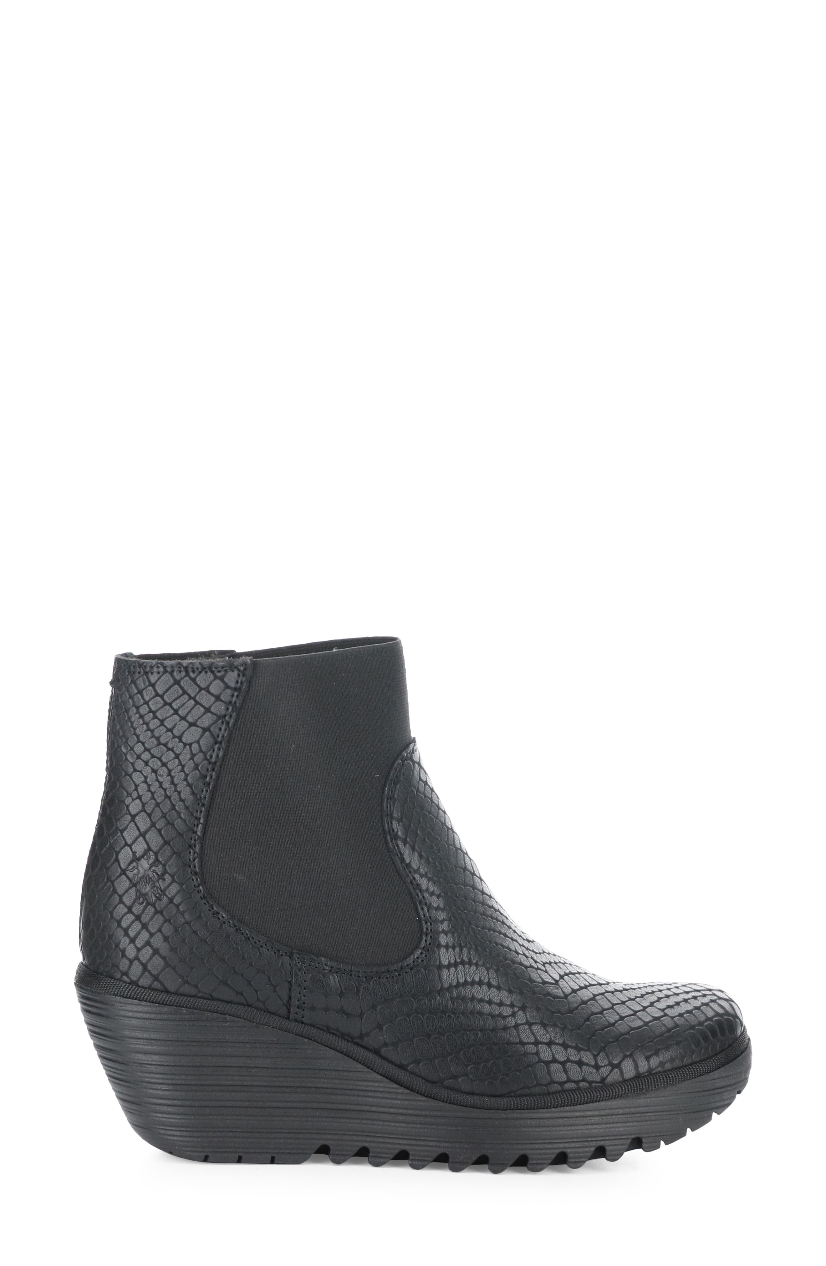 Fly London Yade Wedge Bootie, Alternate, color, 005 Black Croco Prin