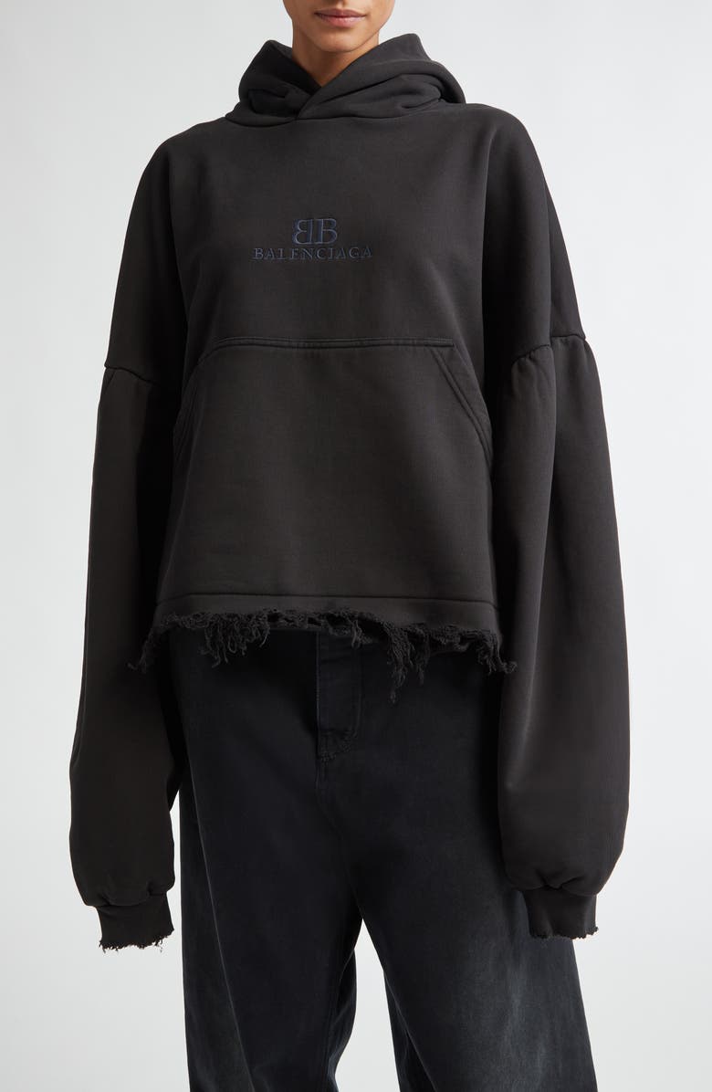 Balenciaga Distressed Cotton Hoodie, Main, color, 