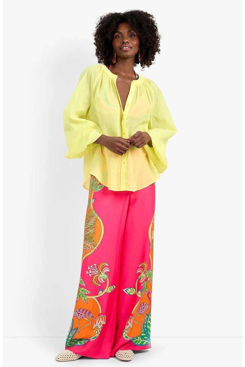 Norry Long-Sleeve Printed Cotton Top, Main, color, Citrus