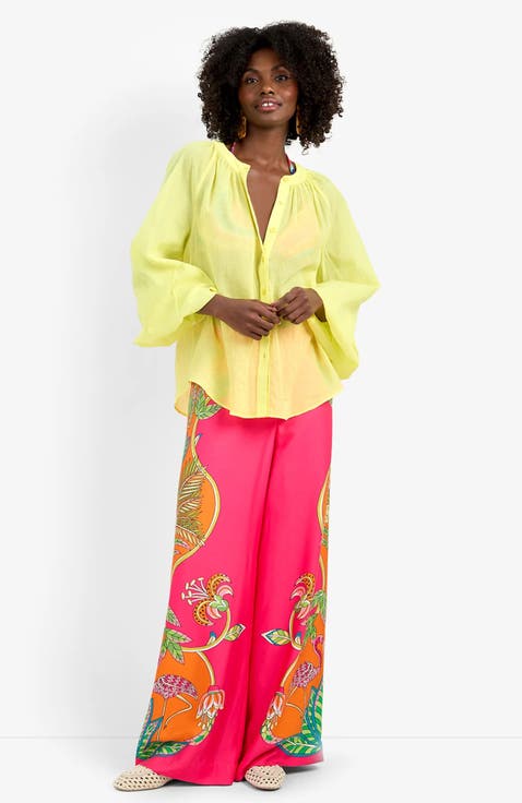 Norry Long-Sleeve Printed Cotton Top