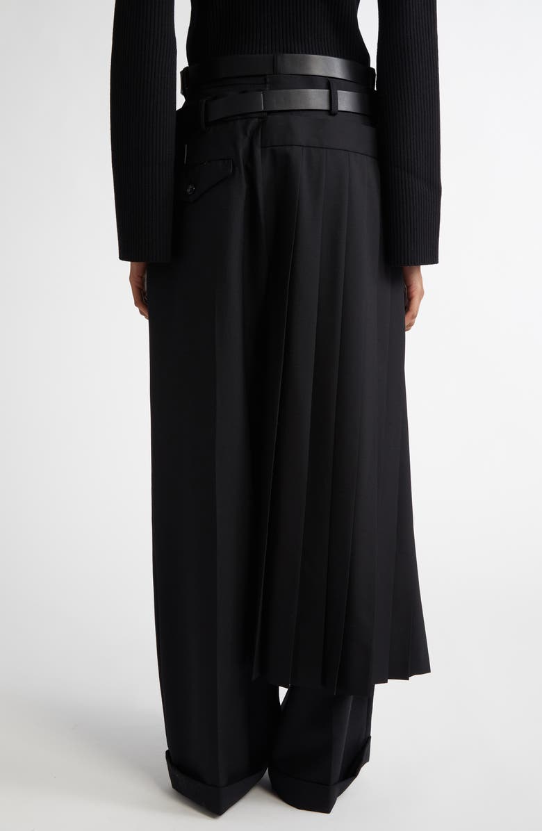 Junya Watanabe Wool Blend Serge Belted Skirt Pants, Alternate, color, 