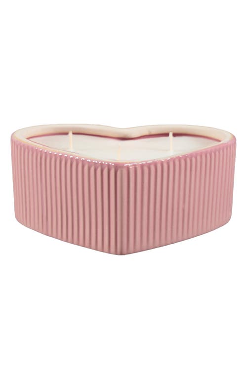 Flora Bunda Vanilla Cloud Heart Candle In Pink