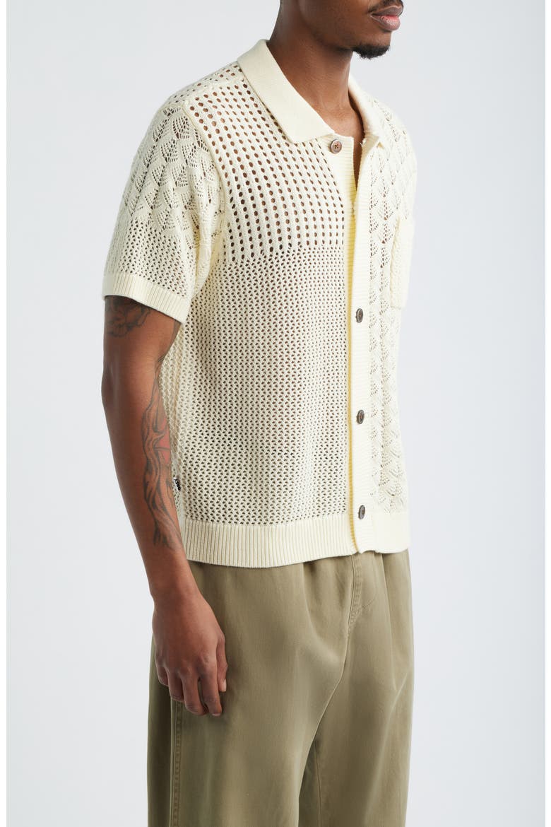 Preston Short Sleeve Cardigan, Alternate, color, NATURAL