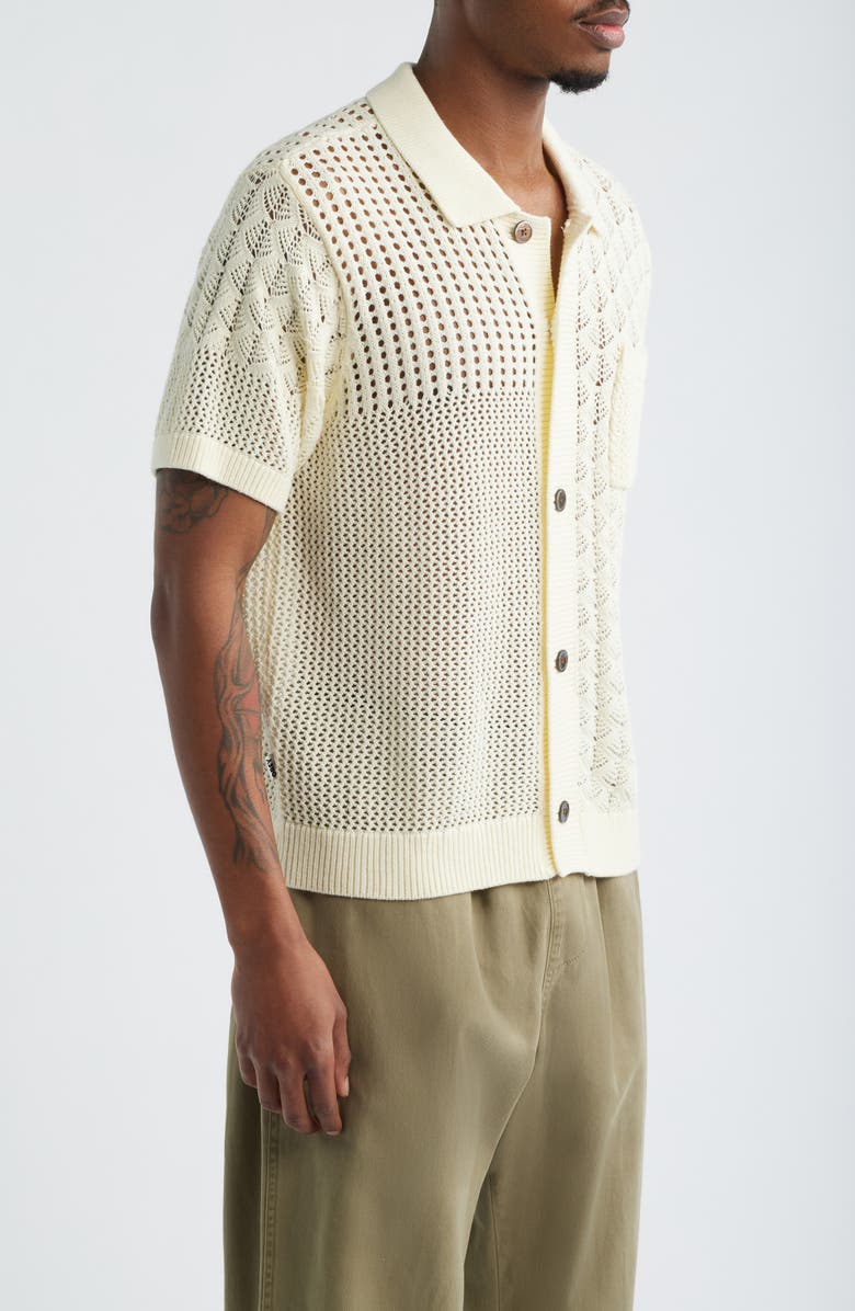 Obey Preston Short Sleeve Cardigan, Alternate, color, Natural