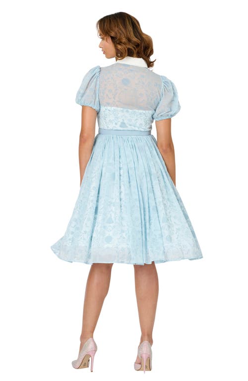 Unique Vintage 1950s Short Sleeve Collared Hollie Swing Dress In Blue
