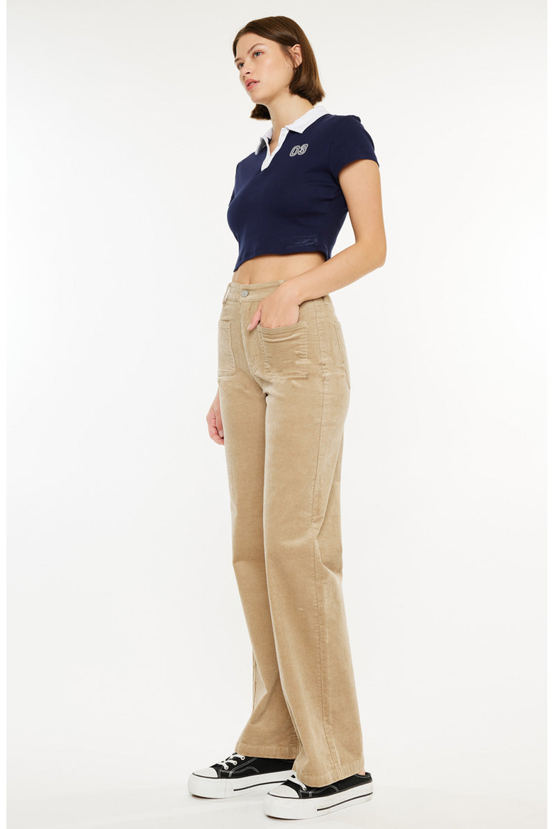 Saturn Ultra High Rise Wide Leg Corduroy Pants, Alternate, color, Beige