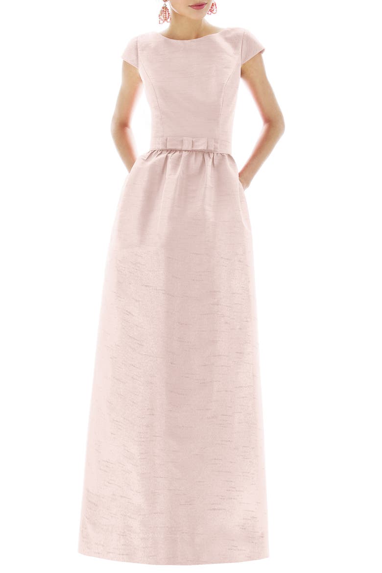 Cap Sleeve A-Line Gown, Main, color, PEARL PINK