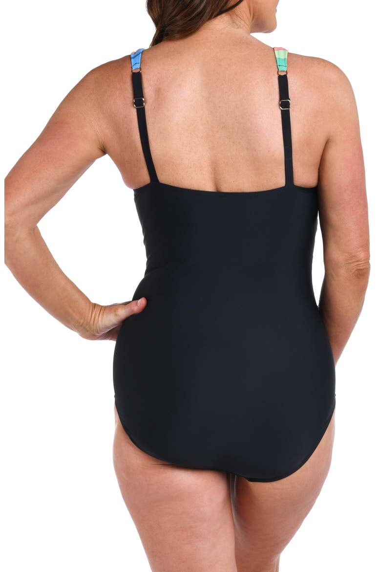 Lotus Wrap Front One-Piece Swimsuit, Alternate, color, BLACK MULTI