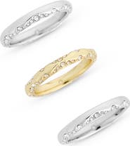 Covet Deco Set of 3 Crystal Stackable Rings