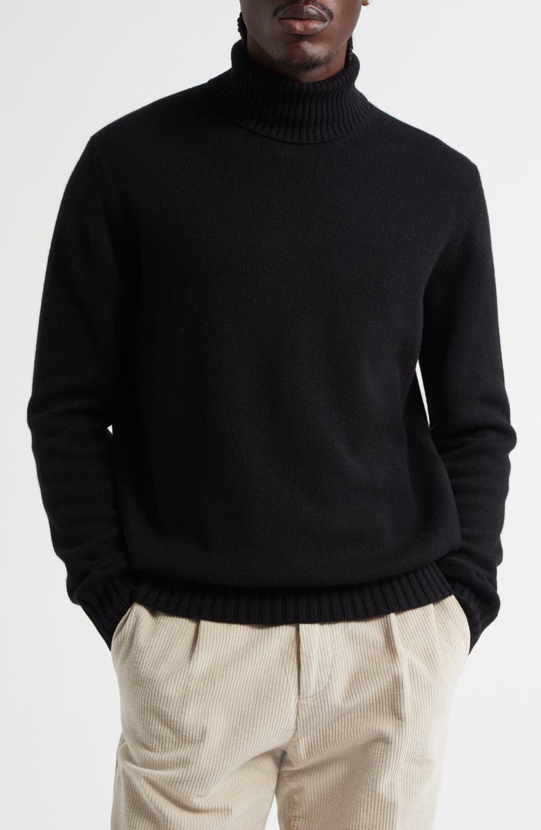 Thom Sweeney Cashmere Turtleneck Sweater, Main, color, Black
