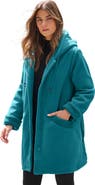 Roaman's Plus Size Hooded Fleece Fleece Coat