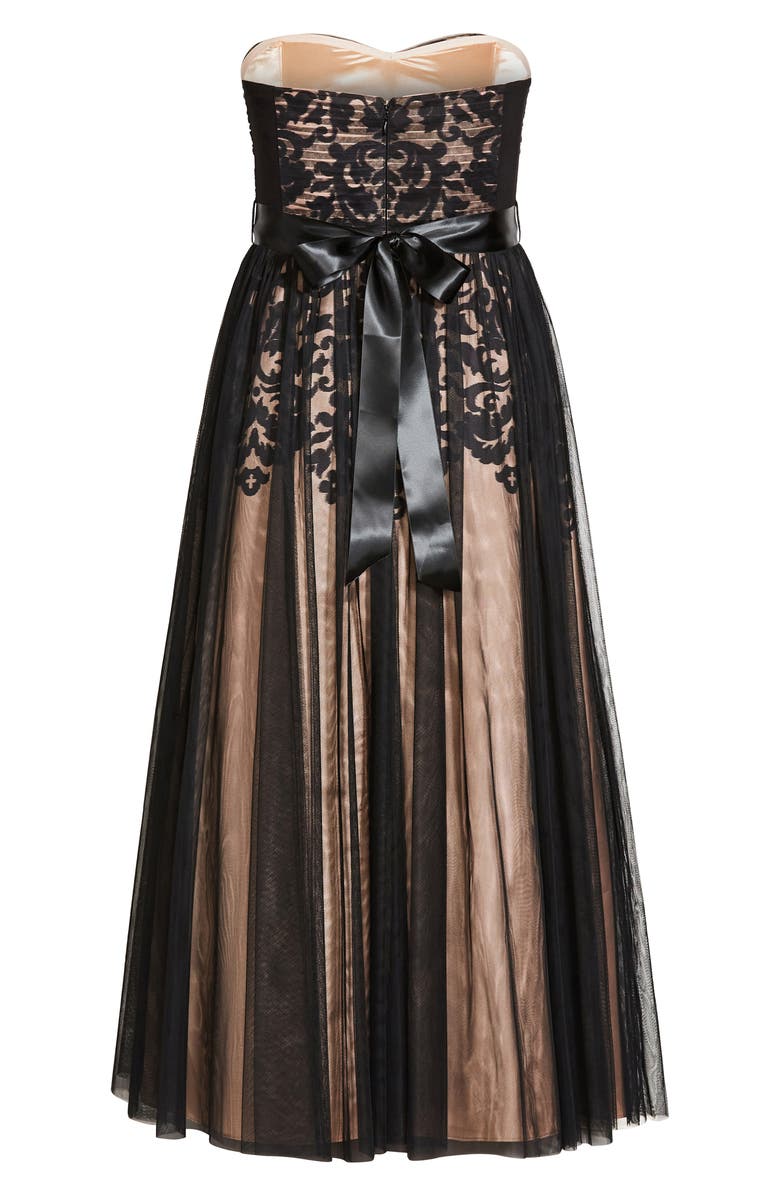 City Chic Strapless Tulle Ballgown, Alternate, color, Black