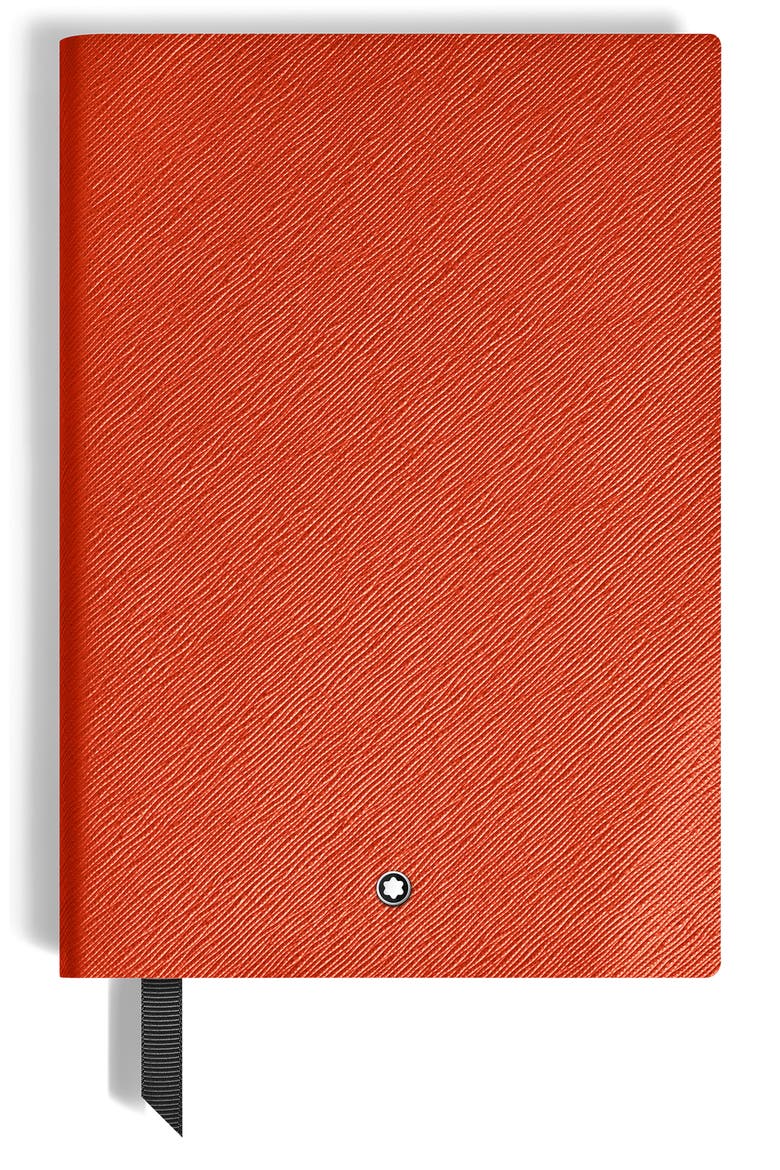 Medium Lined Leather Notebook, Main, color, ORANGE