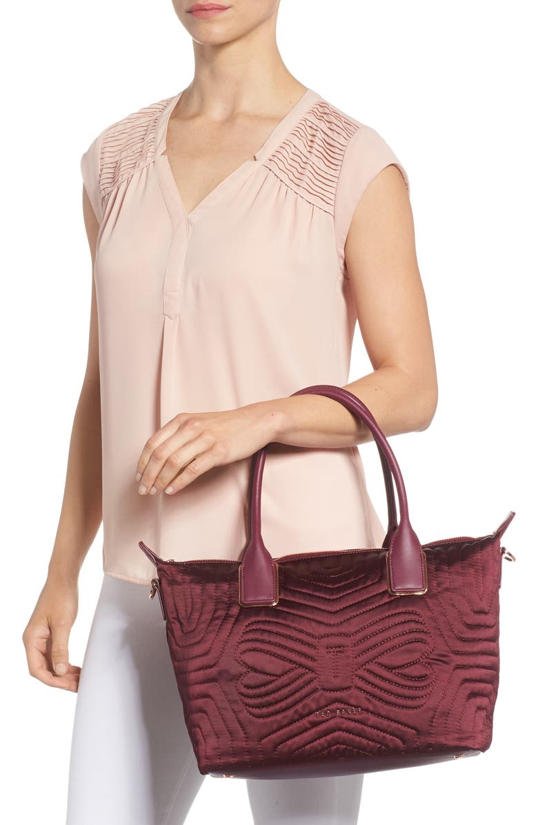 Ted Baker London Akebia Quilted Bow Small Nylon Tote, Alternate, color,