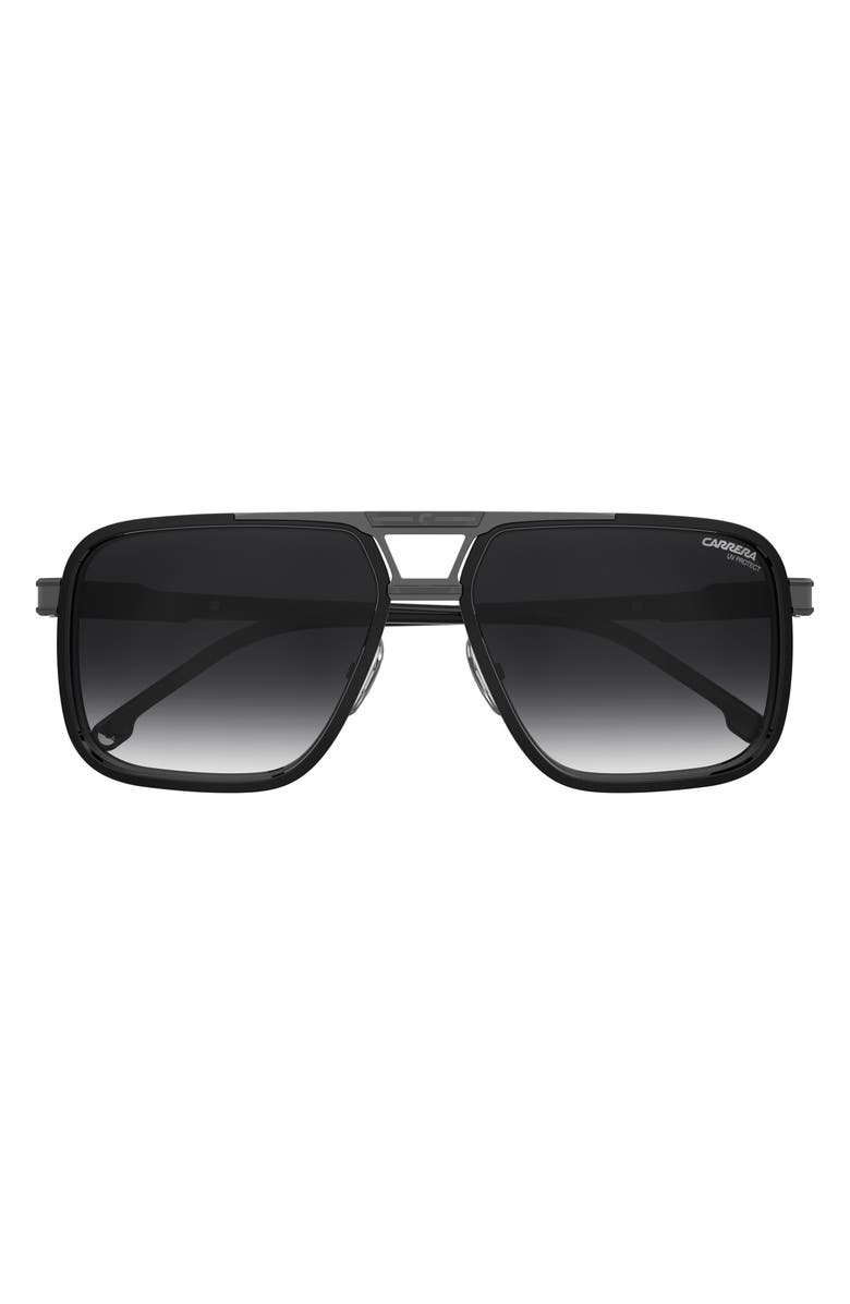 Carrera Eyewear 61mm Gradient Rectangular Sunglasses, Alternate, color, Black Dark Ruthenium/ Grey