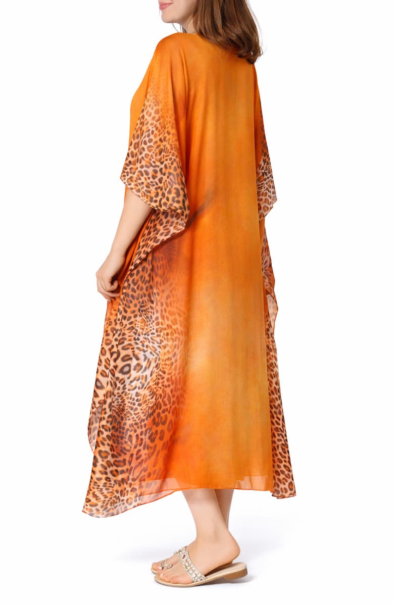 RANEES V-Neck Leopard Maxi Caftan, Alternate, color, 