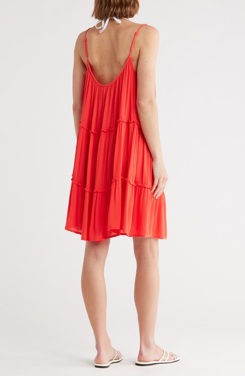 Elan Tiered Trapeze Dress, Alternate, color, Red Coral