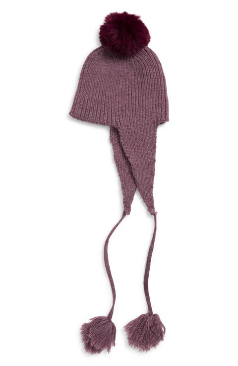 Faux Fur Pom Hat With Ear Flaps