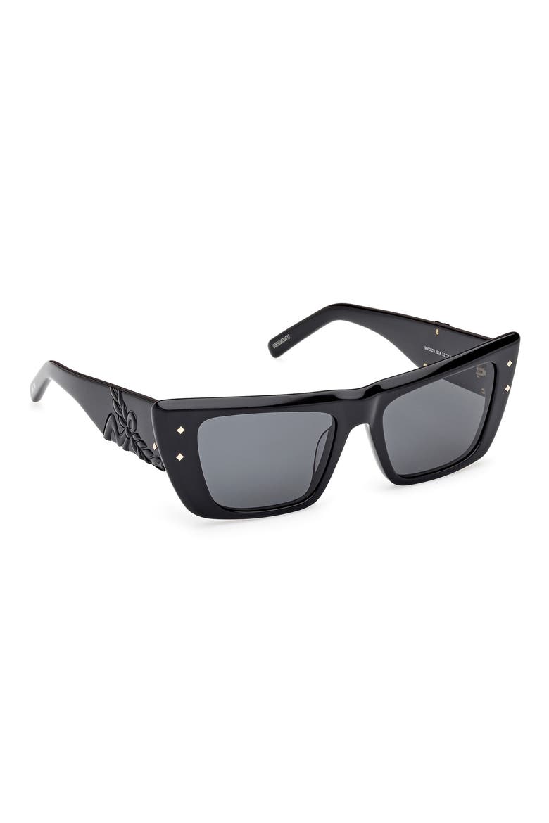 52mm Cat Eye Sunglasses, Alternate, color, SHINY BLACK / SMOKE