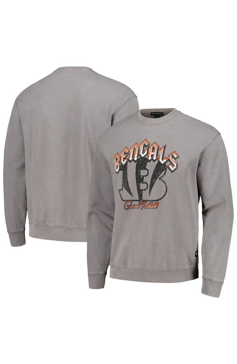 THE WILD COLLECTIVE Unisex The Wild Collective Gray Cincinnati Bengals Distressed Pullover Sweatshirt, Main, color, Gray