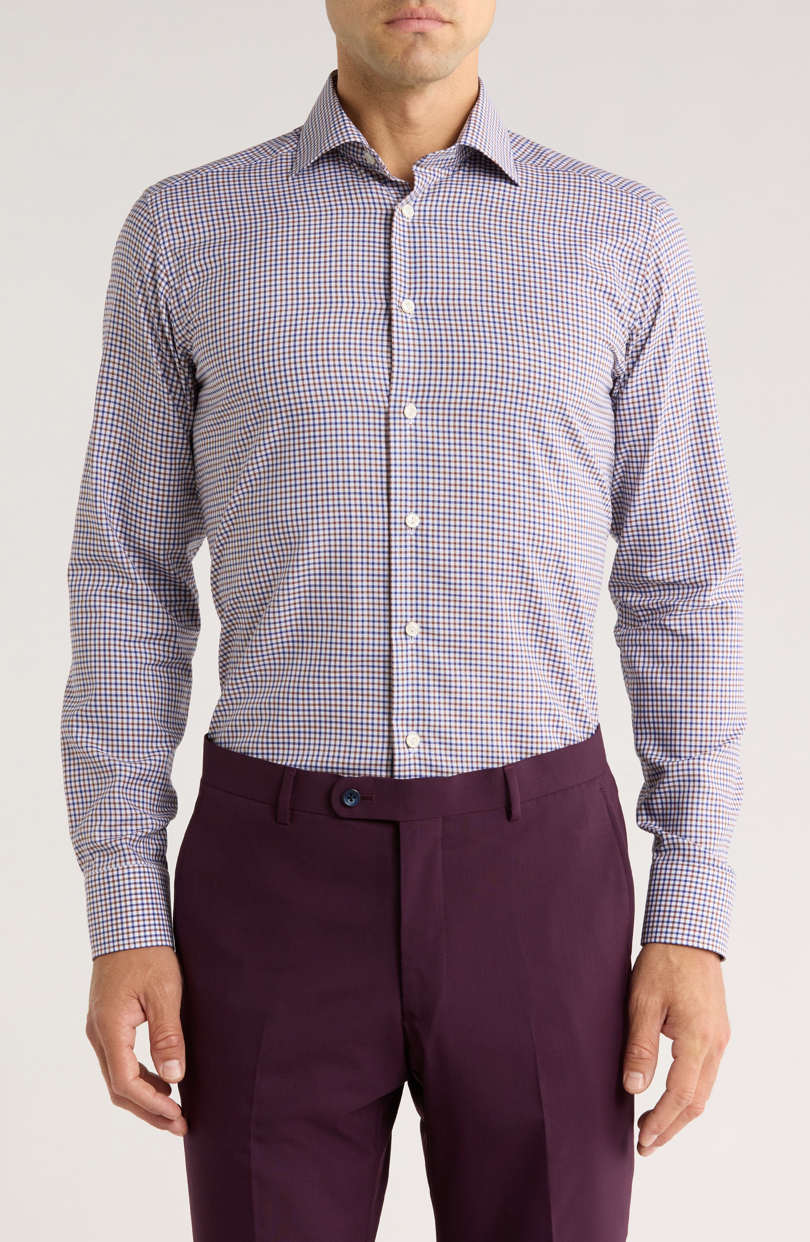Eton Micro Check Slim Fit Dress Shirt