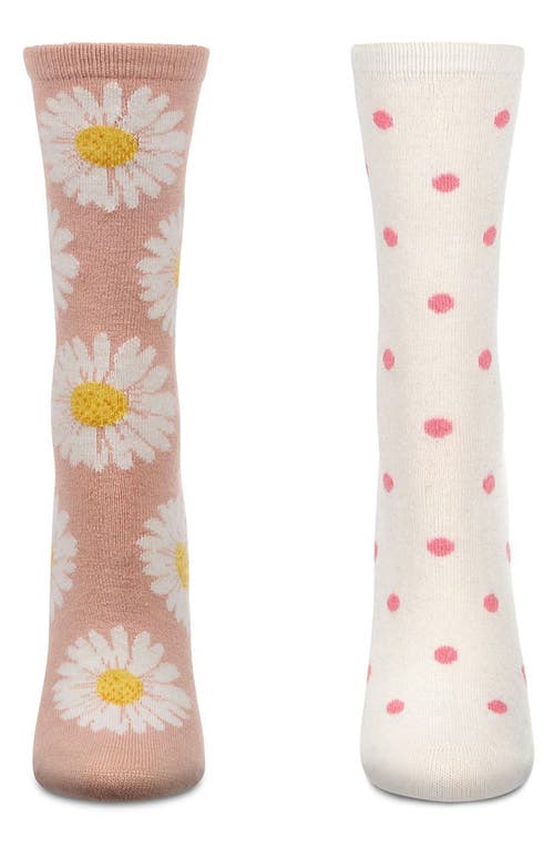 Memoi Assorted 2-pack Crew Socks In Pink