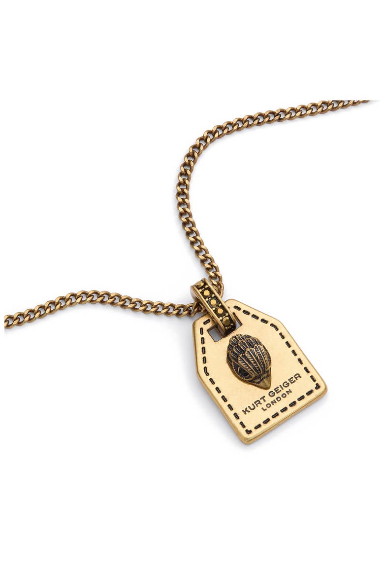Eagle Tag Pendant Necklace, Alternate, color, BRASS