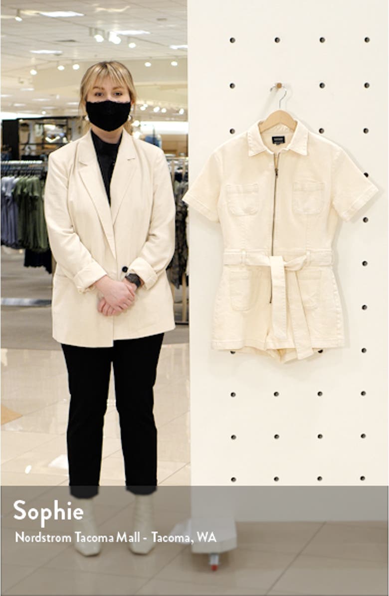 Zip Front Denim Romper, sales video thumbnail