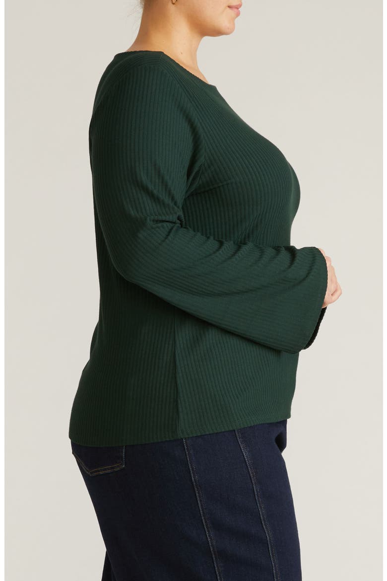 Yasmine Rib Bell Sleeve Sweater, Alternate, color, SCARAB GREEN