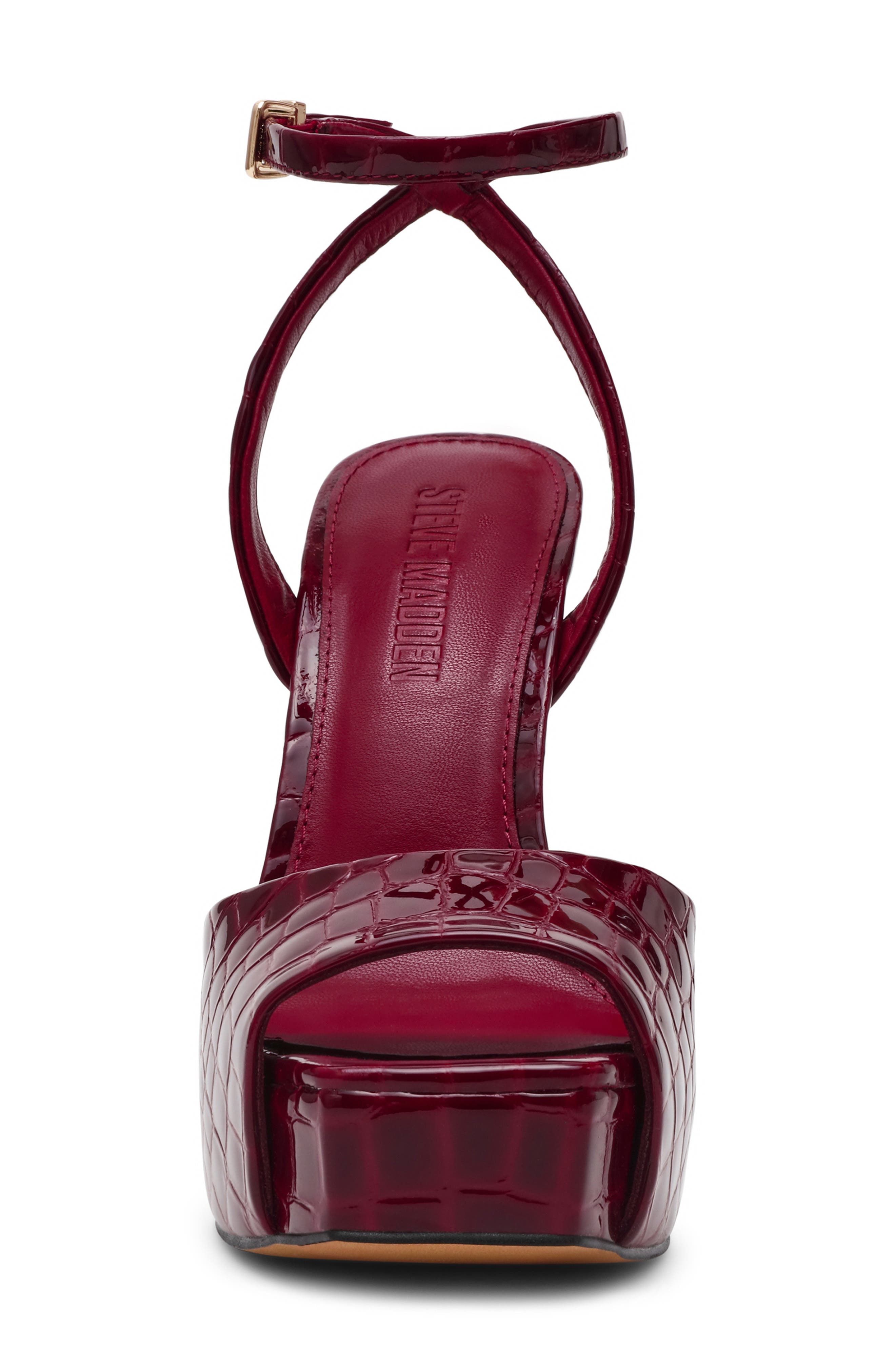 Steve Madden Sass Ankle Strap Platform Sandal, Alternate, color, Red Croco