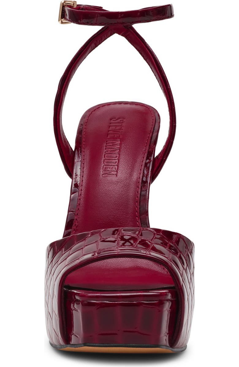 Steve Madden Sass Ankle Strap Platform Sandal, Alternate, color, Red Croco