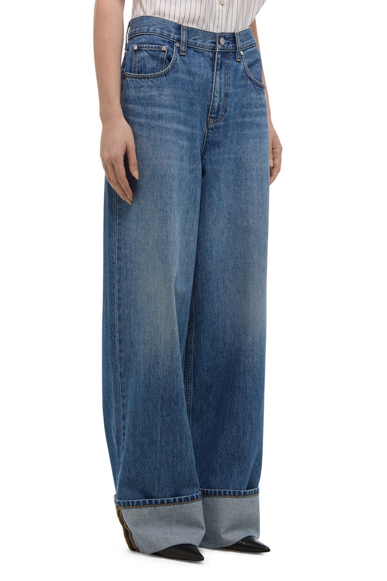 Cuffed Wide Leg Jeans, Alternate, color, CLASSIC BLUE