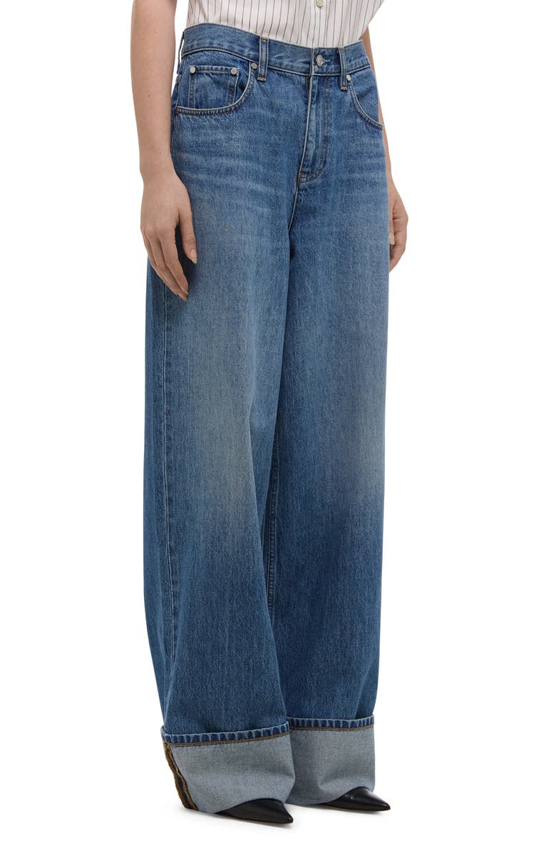 Helmut Lang Cuffed Wide Leg Jeans, Alternate, color, Classic Blue