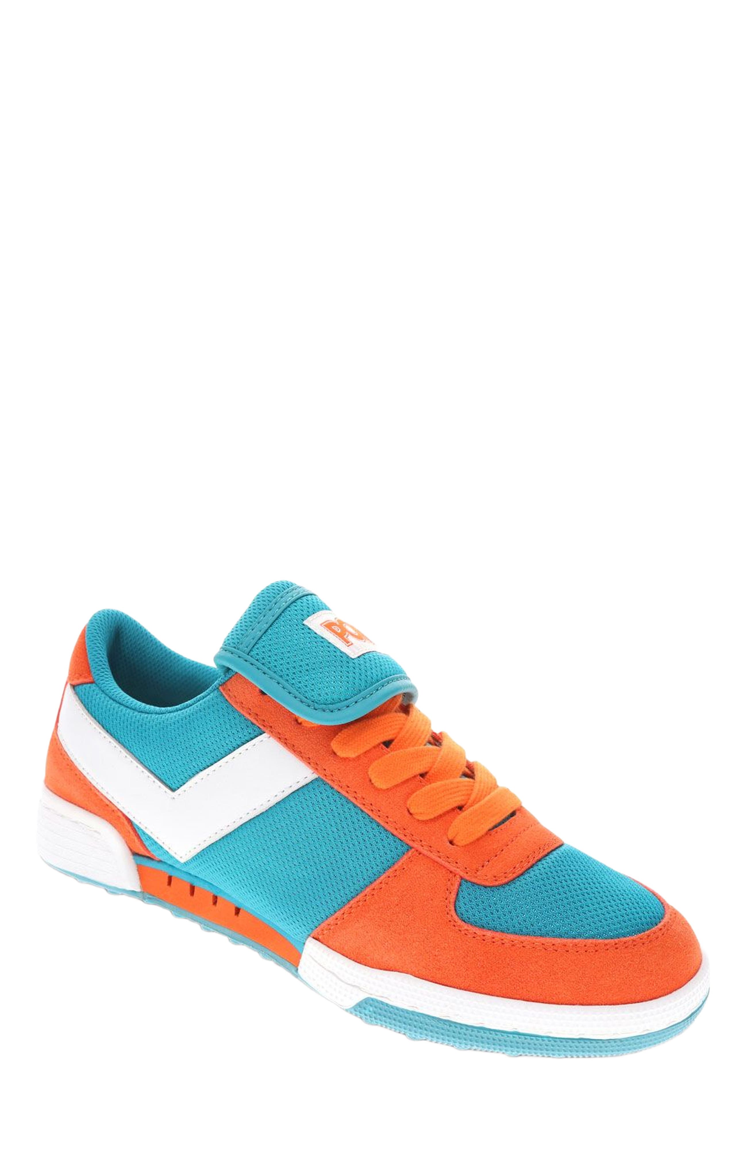 Linebacker Archive Sneakers, Main, color, Aqua/Orange