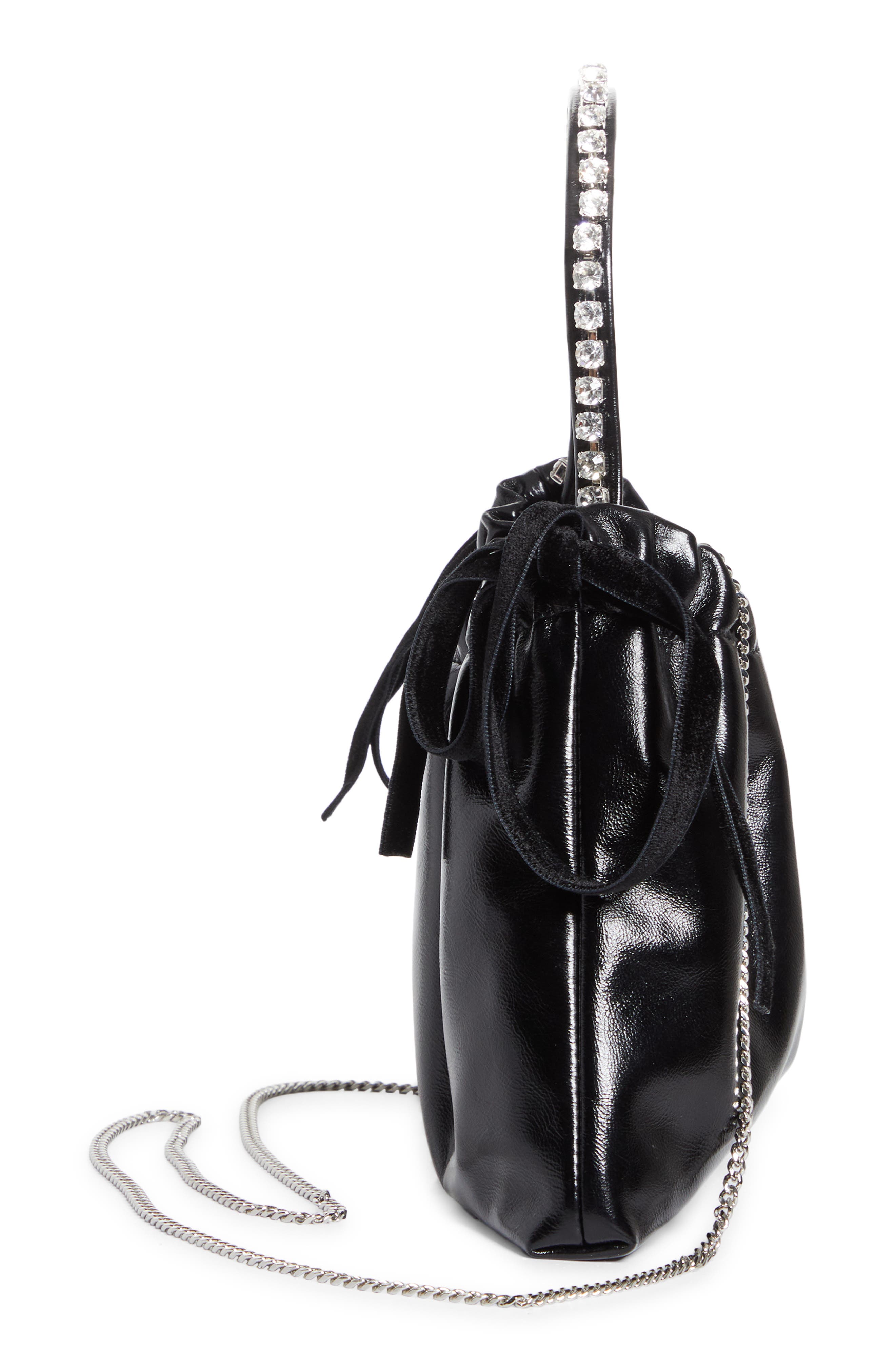 Jimmy Choo Mini Drawstring Top Handle Bag, Alternate, color, Black/ Black/ Silver