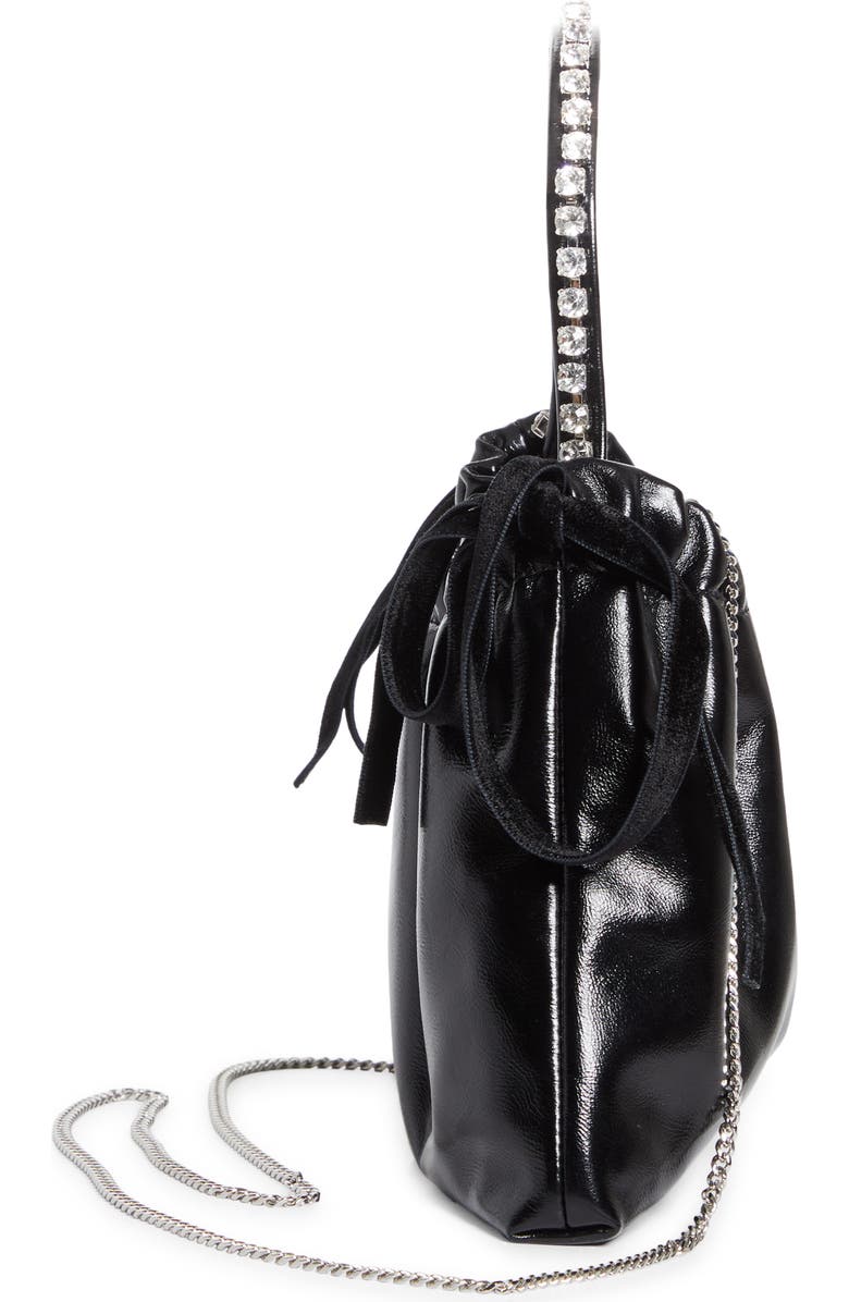 Jimmy Choo Mini Drawstring Top Handle Bag, Alternate, color, Black/ Black/ Silver
