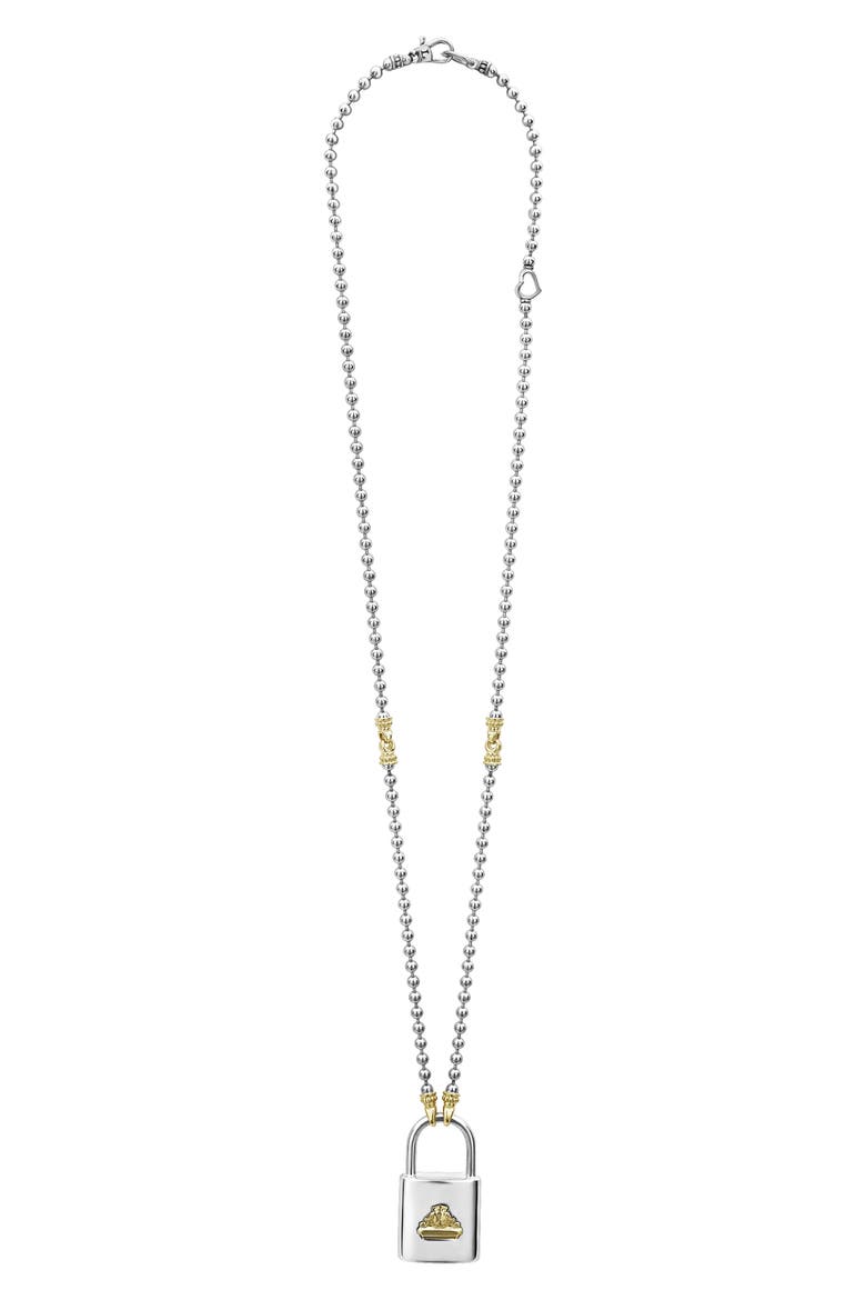Beloved Large Lock Two-Tone Pendant Necklace, Alternate, color, SILVER
