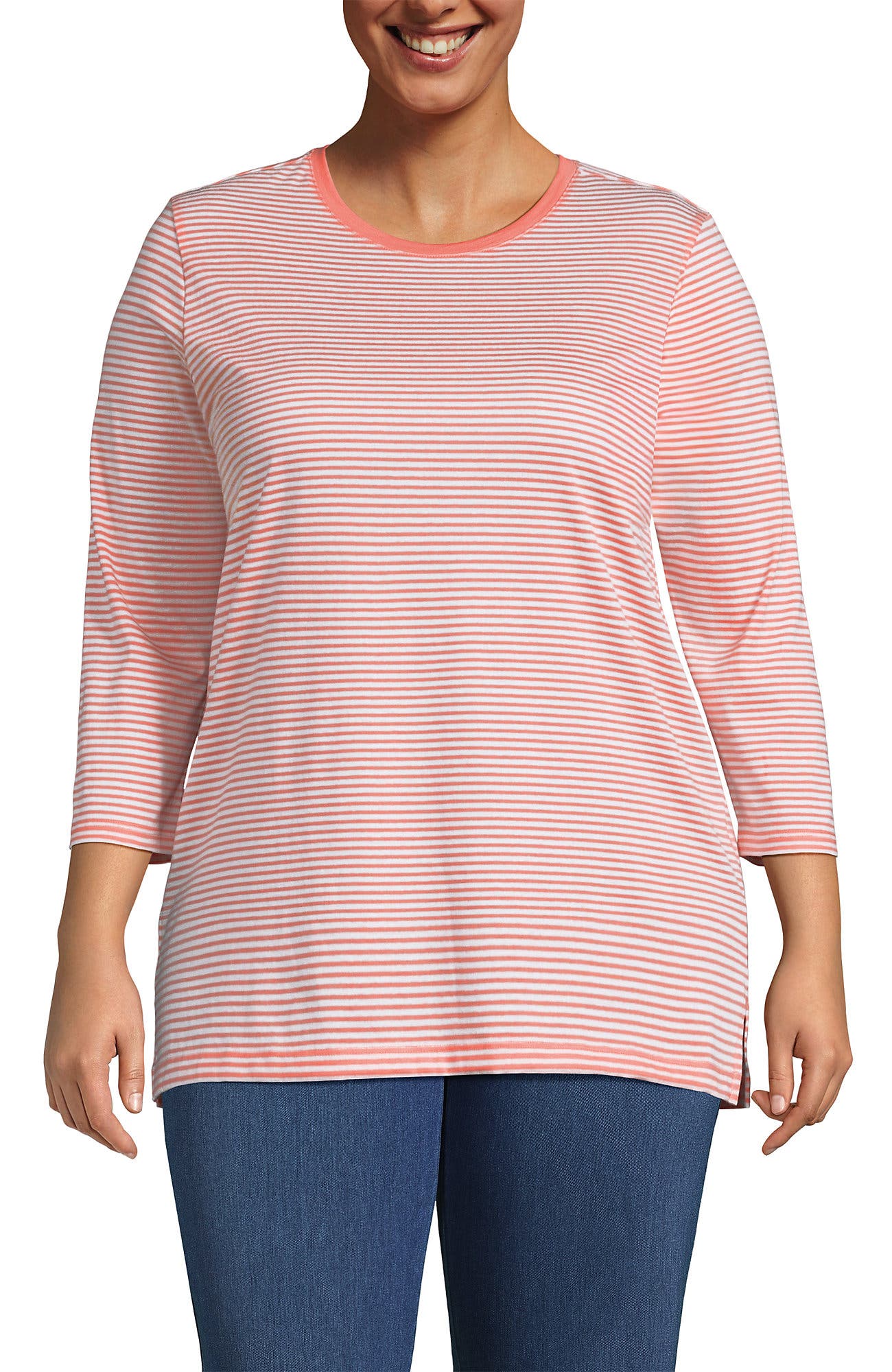 Sunset Coral Pink Micro Stripe