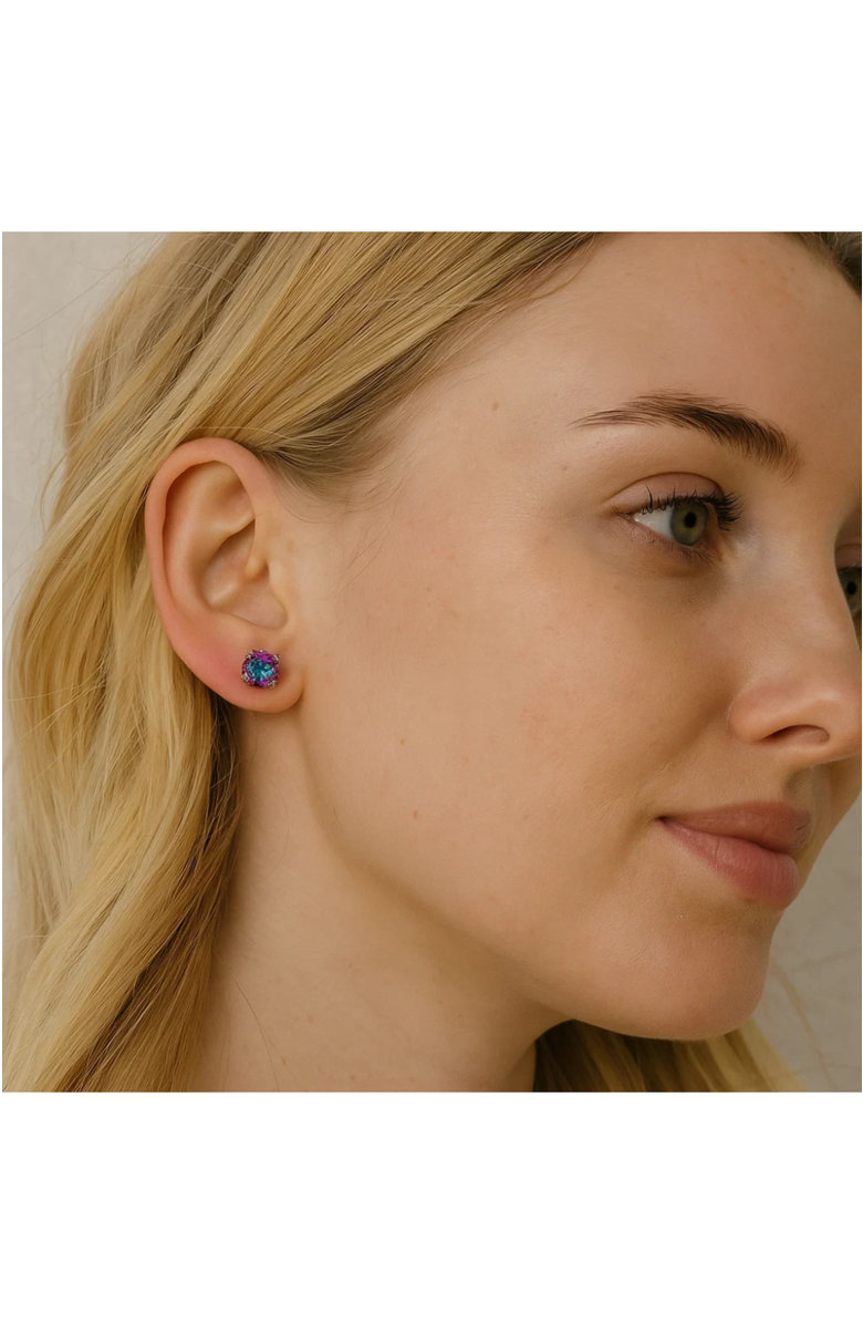 DLORIA Half Carat Round Cut Topaz Stud Earrings, Alternate, color, Silver