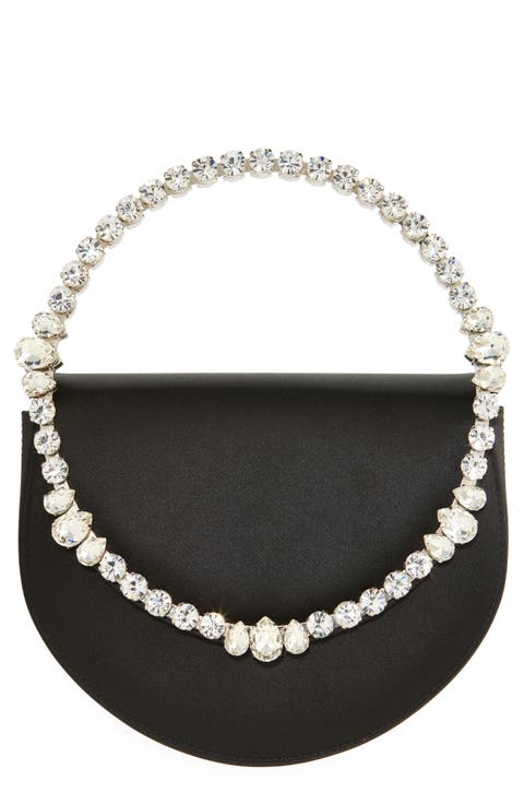 Eternity Flap Embellished Satin Clutch