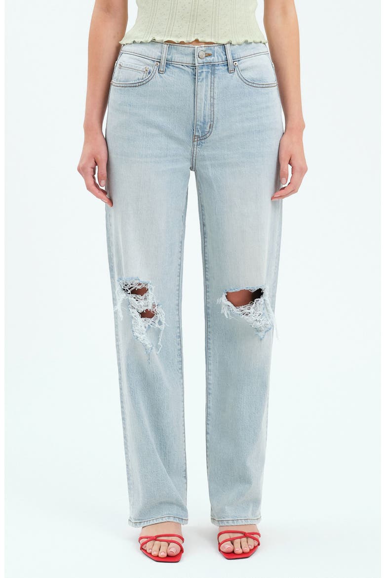 1999 Ripped High Waist Straight Leg Jeans, Main, color, BULLS EYE DISTRESSED