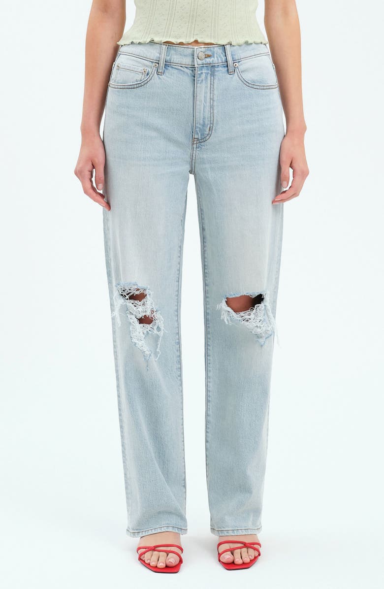 DAZE 1999 Ripped High Waist Straight Leg Jeans, Main, color, Bulls Eye Distressed