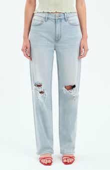 DAZE 1999 Ripped High Waist Straight Leg Jeans