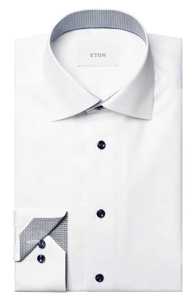 Eton Slim Fit Signature Twill Button-Up Shirt, Alternate, color, White