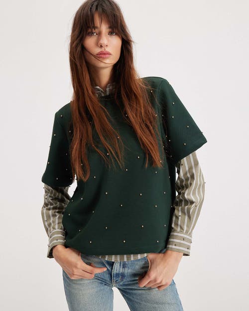 Theo The Label Echo Mix Stripe Pearly Shirt In Brown