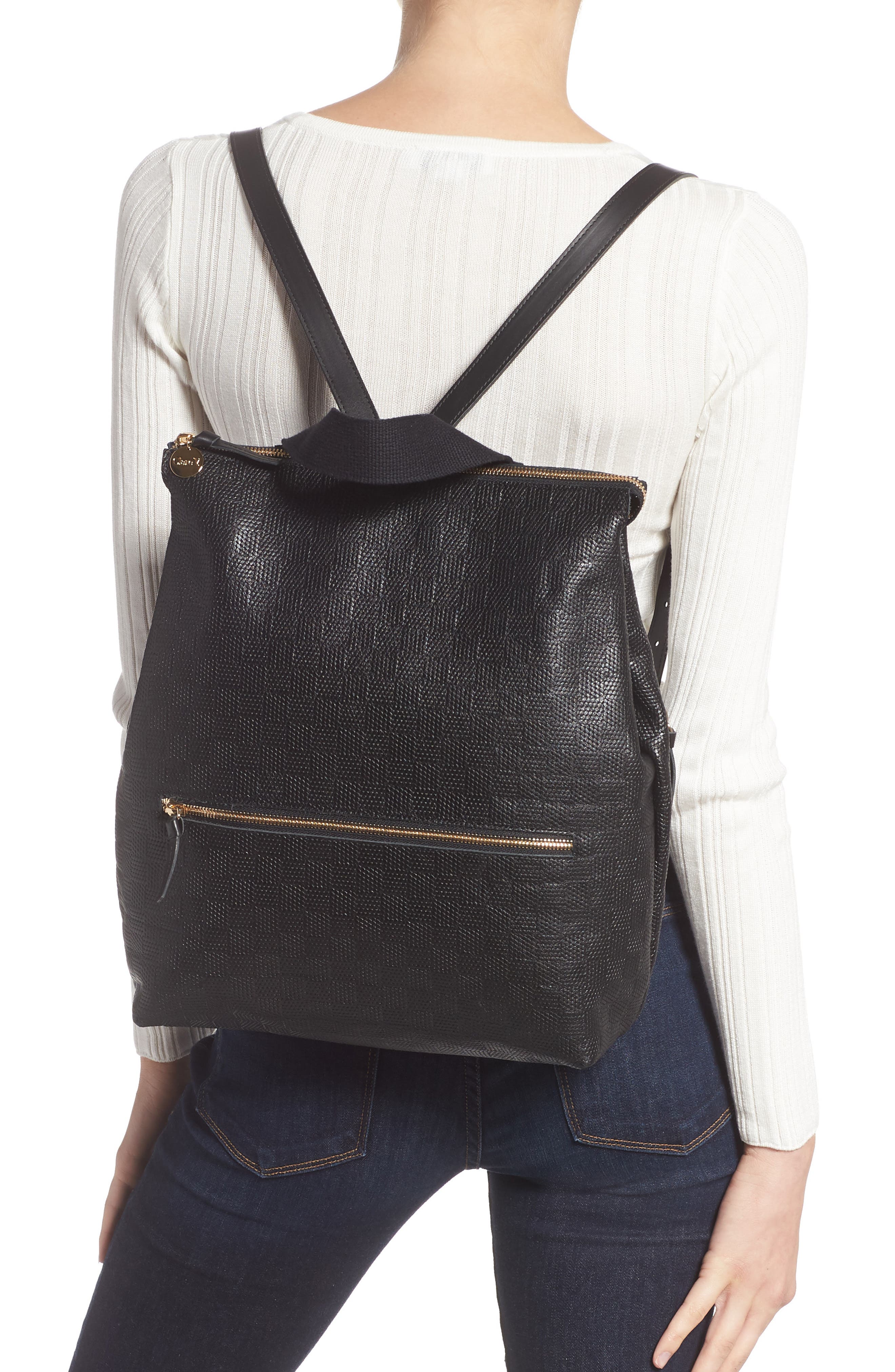 Clare V. Remi Leather Backpack, Alternate, color, 